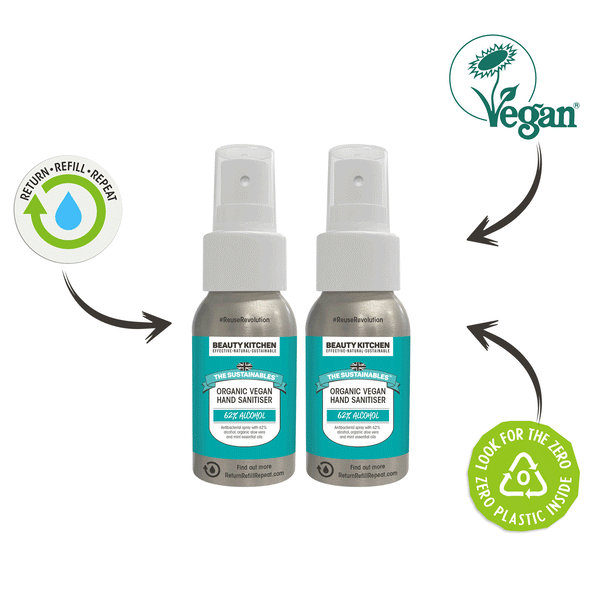 Refillable Organic Vegan Hand Sanitiser 50ml x 2