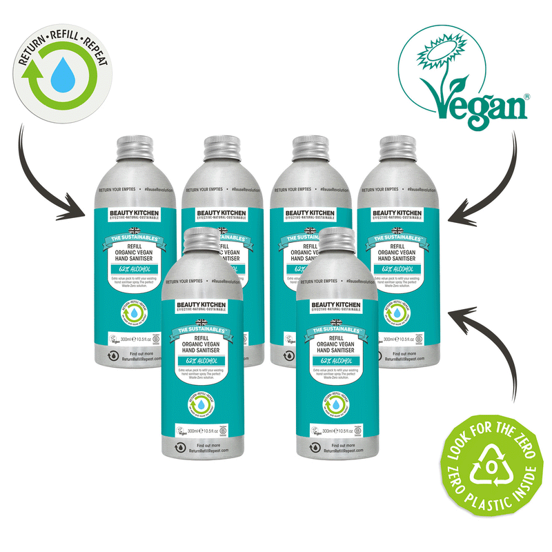 Organic Vegan Hand Sanitiser Refill 300ml x 6