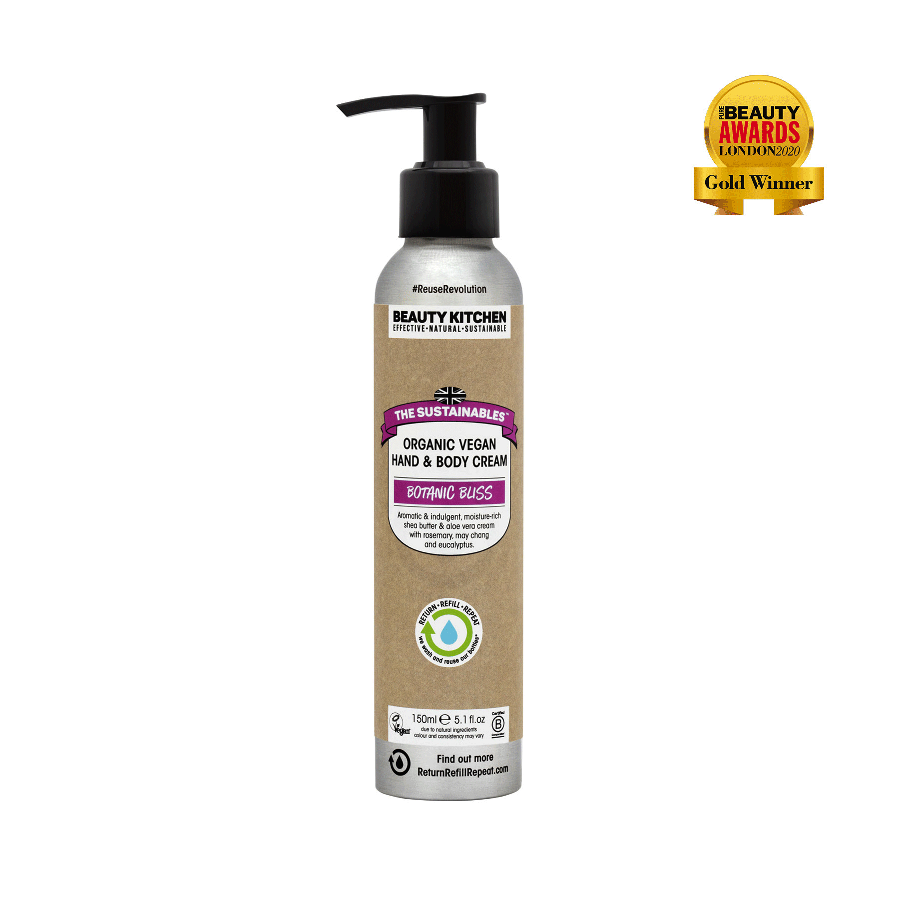 Organic Vegan Hand & Body Cream 150ML Beauty Kitchen